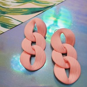 Pastel Pink Triple Link Drop Earring